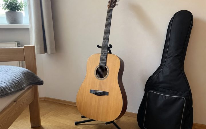 Akusztikus gitar puha tokkal